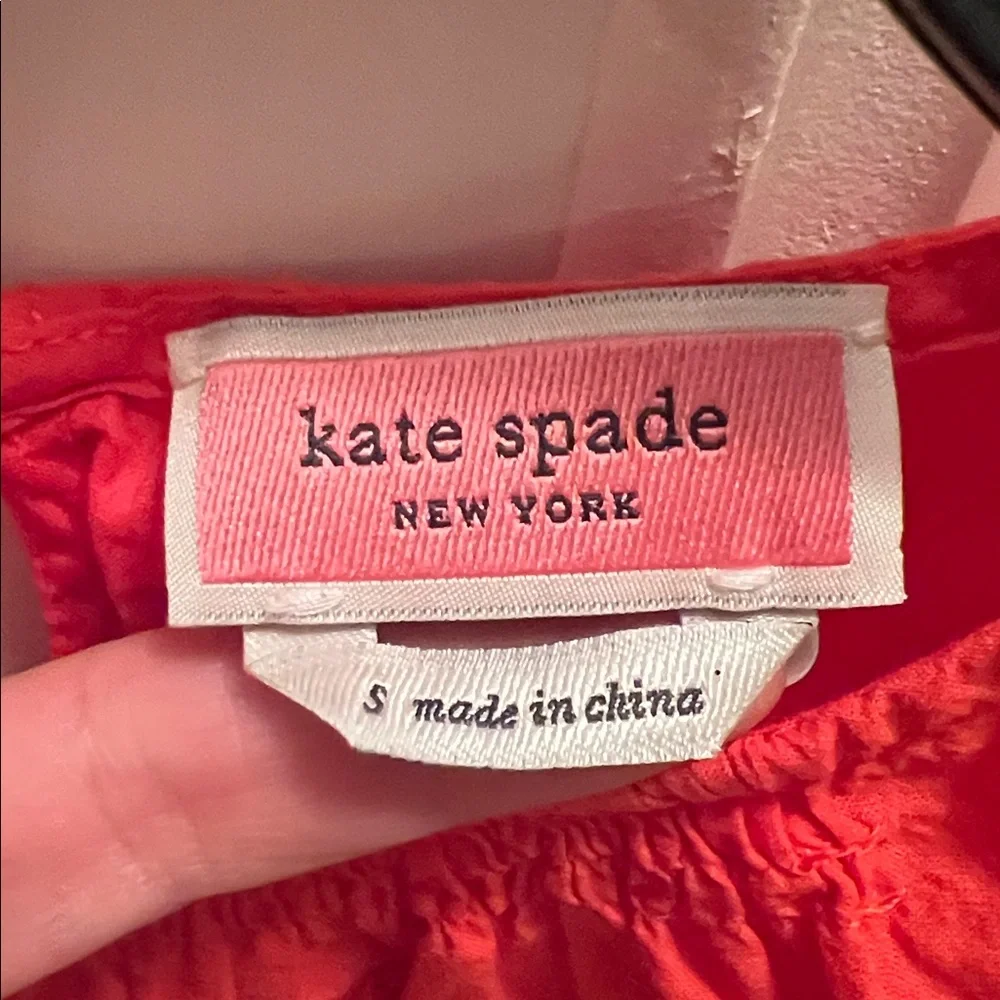 Kate Spade Orange Eyelet Ruffle Top Blouse S Small
